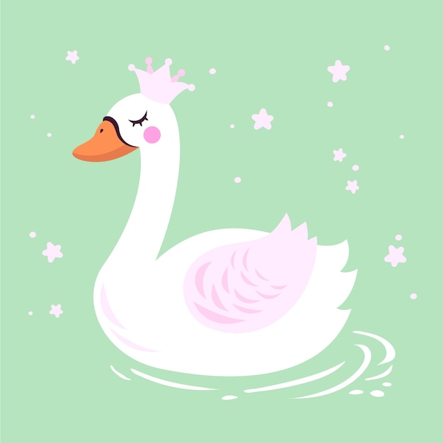 Swan princess with crown | Free Vector