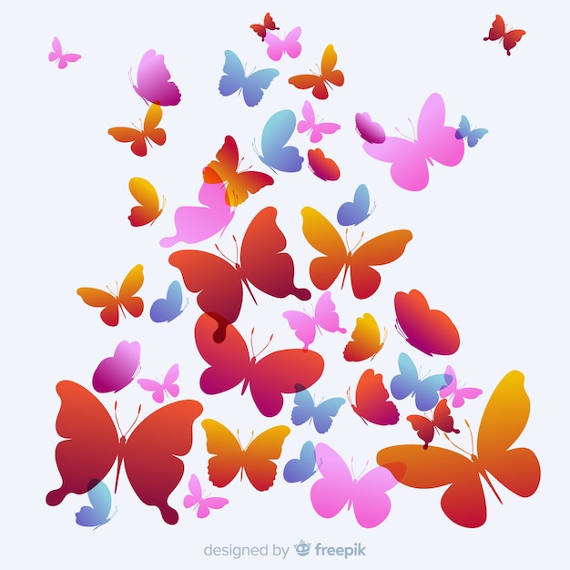 Swarm butterfly silhouettes background Vector | Free Download