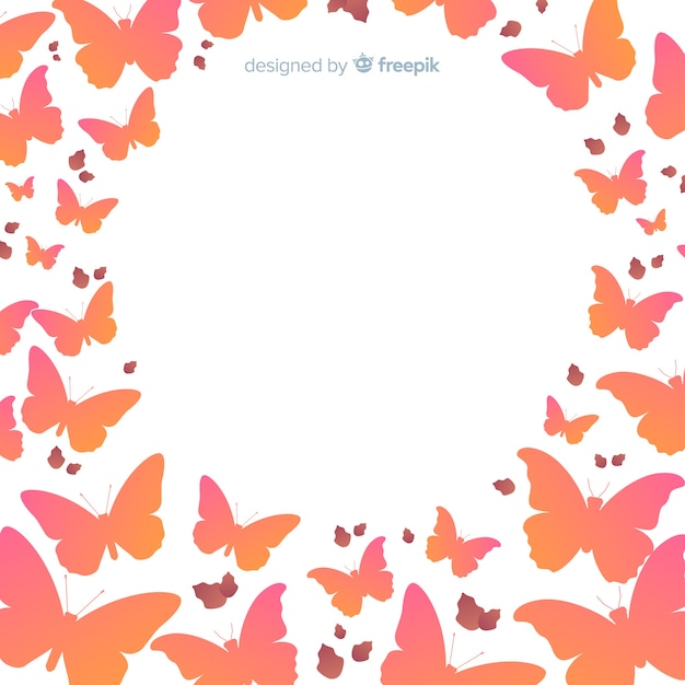Download Swarm butterfly silhouettes frame background | Free Vector
