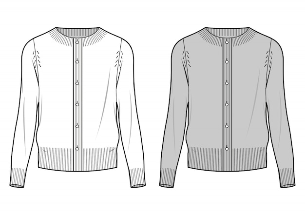 Premium Vector | Sweater cardigan fashion flat sketche template2
