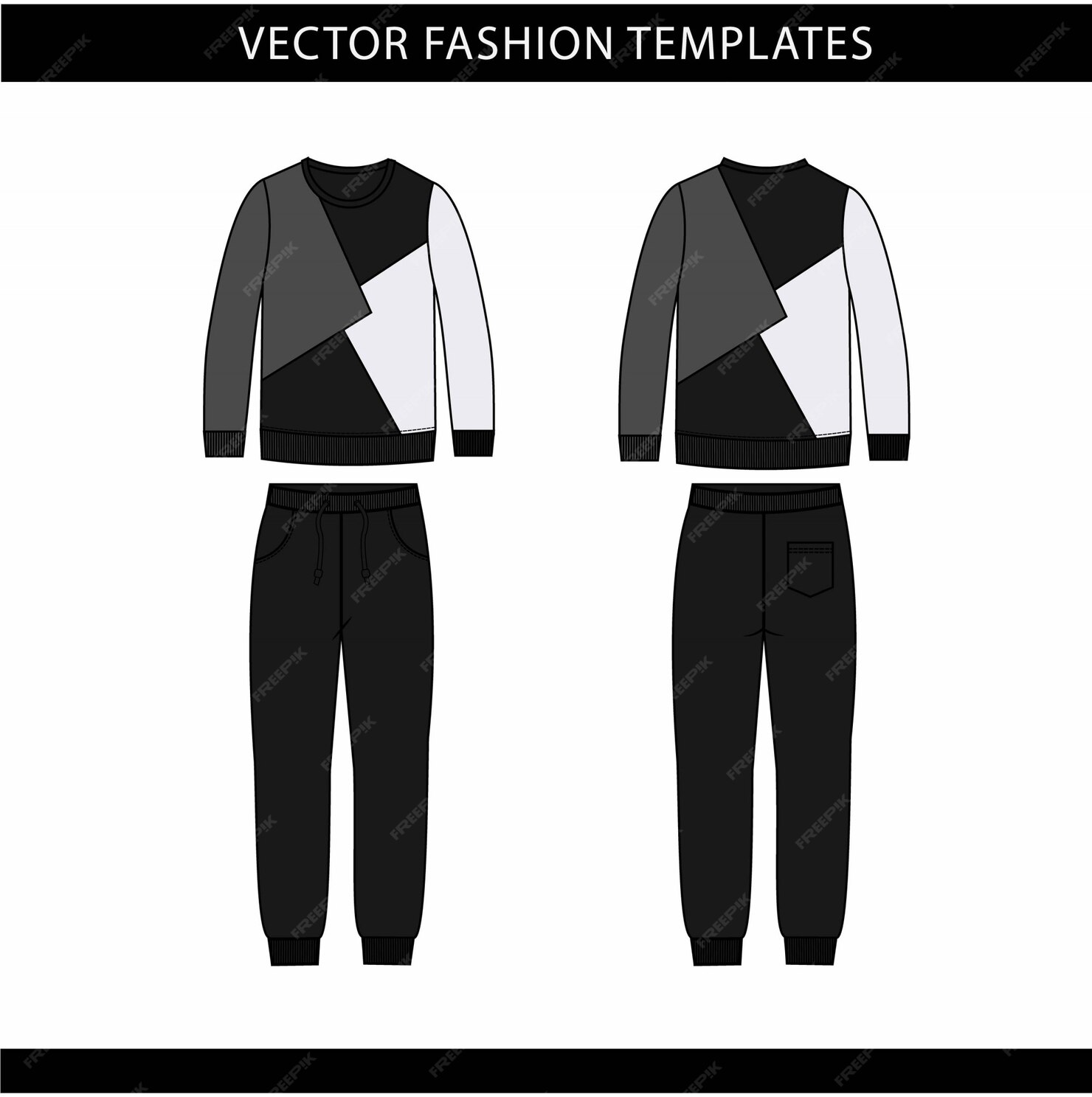 Premium Vector | Sweatshirt and pants fashion flat sketch template ...