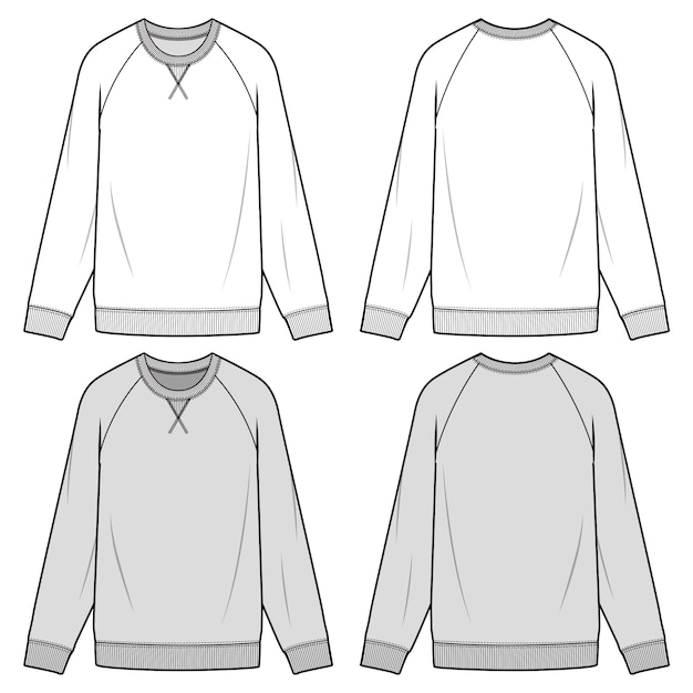 Premium Vector | Sweatshirts fashion flat sketch template