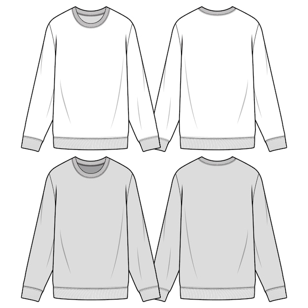 Sweatshirts fashion flat sketch template | Premium Vector