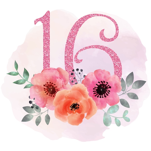 Download Sweet 16 floral background Vector | Premium Download