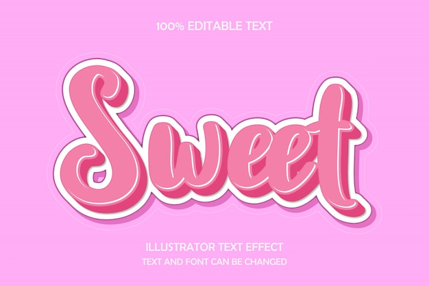 Premium Vector | Sweet,3d editable text effect modern cute style