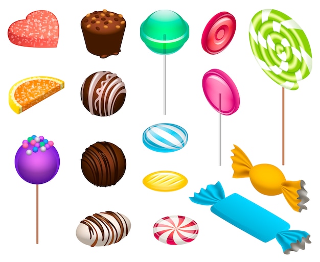 Download Premium Vector | Sweet candy icon set. isometric set of ...