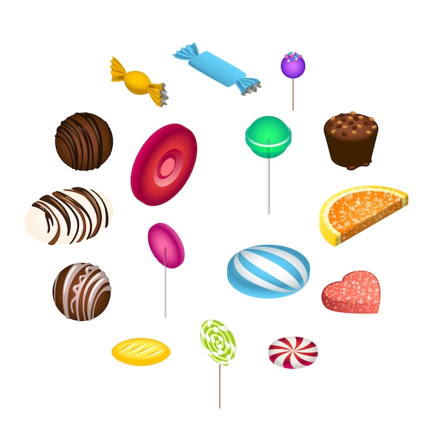 Download Sweet candy icon set, isometric style | Premium Vector