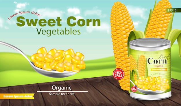 Download Sweet corn package mockup Vector | Premium Download