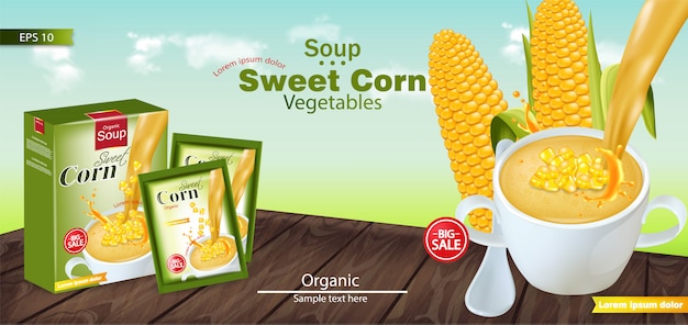 Download Sweet corn soup mockup | Premium Vector