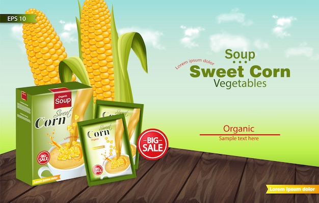 Download Sweet corn soup realistic mockup Vector | Premium Download