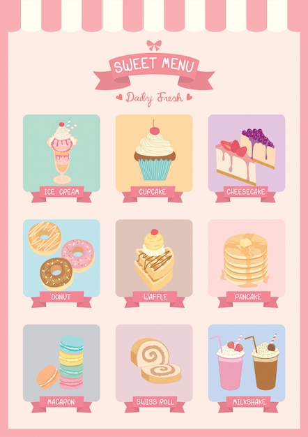 Premium Vector Sweet Dessert Menu Cafe