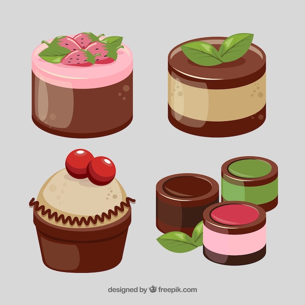 Free Vector | Sweet desserts collection in hand drawn style