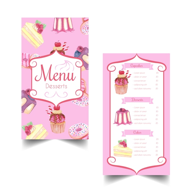 Download Free Sweet Desserts And Pastry Watercolor Menu Template Premium Vector Use our free logo maker to create a logo and build your brand. Put your logo on business cards, promotional products, or your website for brand visibility.