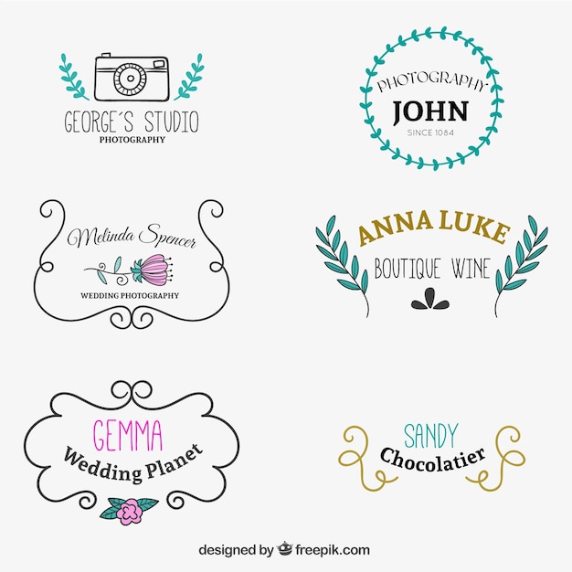 Download Free Vector | Sweet drawn logo templates