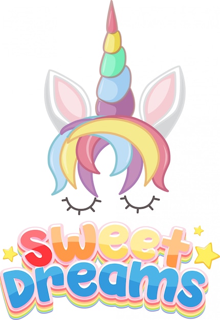 Download Sweet dreams logo in pastel color with cute unicorn ...