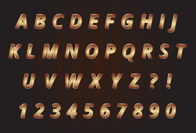 Premium Vector | Sweet gold alphabets numbers set