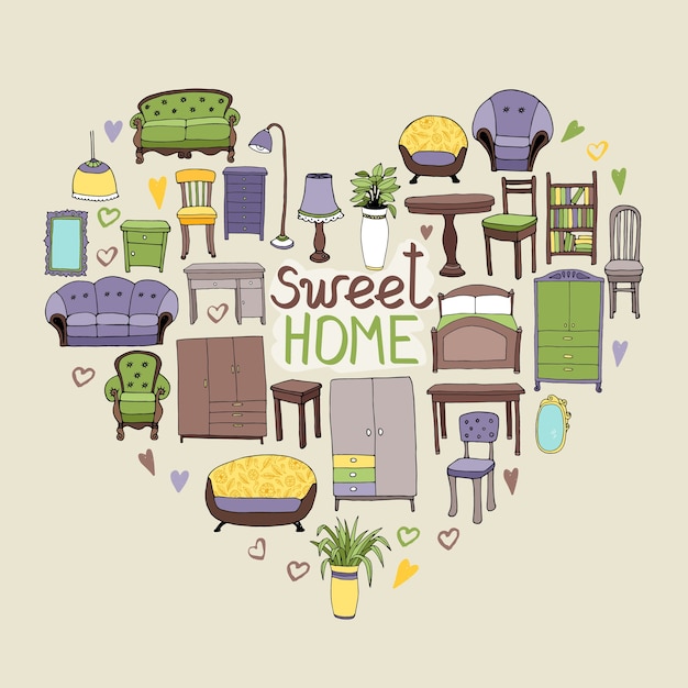 Download Free Vector | Sweet home illustration