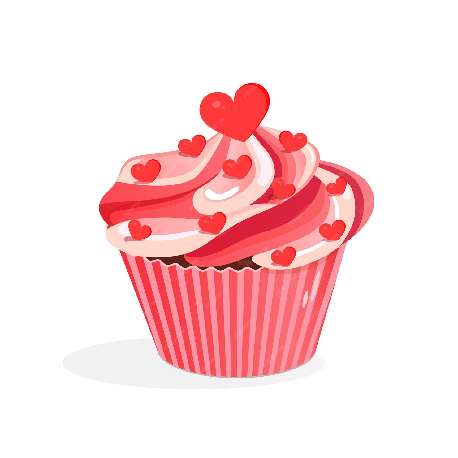 Premium Vector | Sweet pink cupcake with hearts.vector illustration of ...