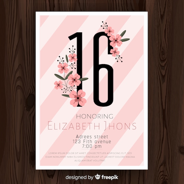 Premium Vector Sweet Sixteen Birthday Invitation