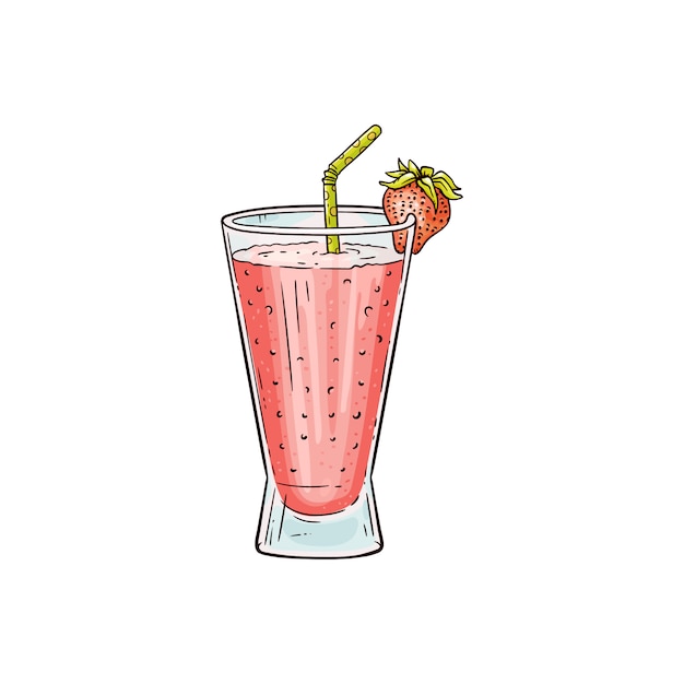 Sweet strawberry milkshake drawing isolated | Premium Vector