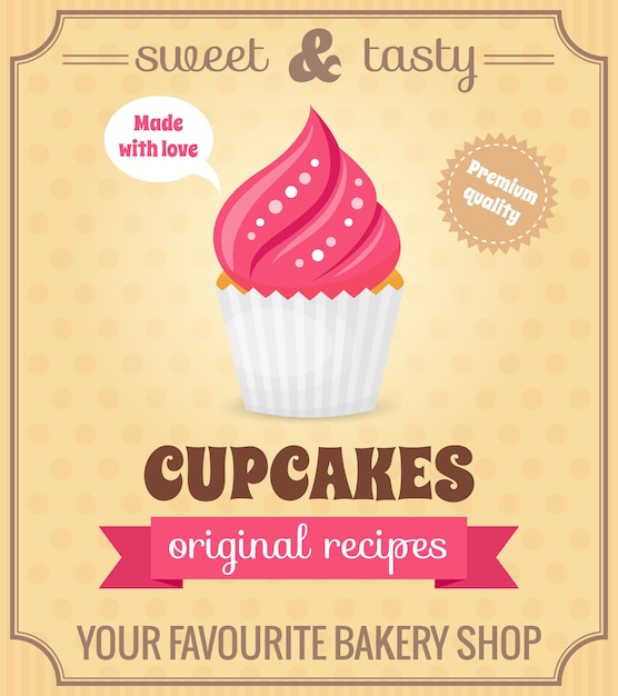 Free Vector | Sweet and tasty food dessert original recipe cupcake ...