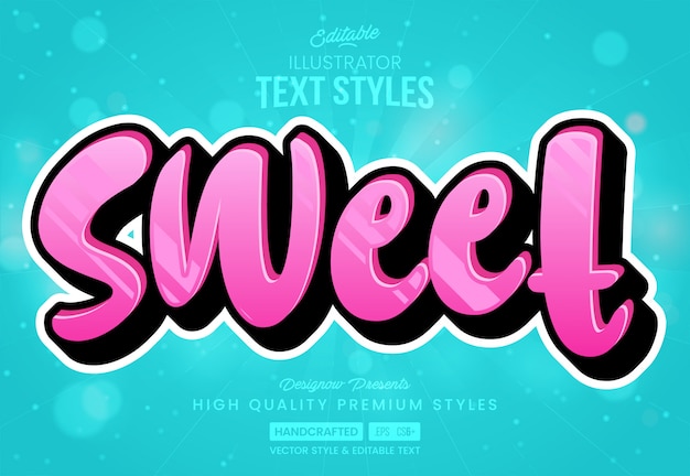 Sweet text style | Premium Vector