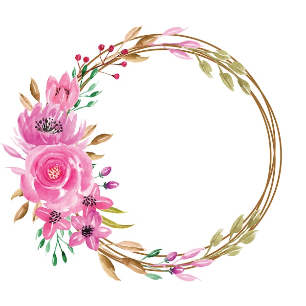 Download Sweet watercolor floral pink wreath | Premium Vector