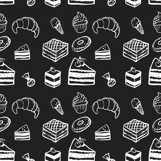 Premium Vector | Sweets, cake, seamless pattern