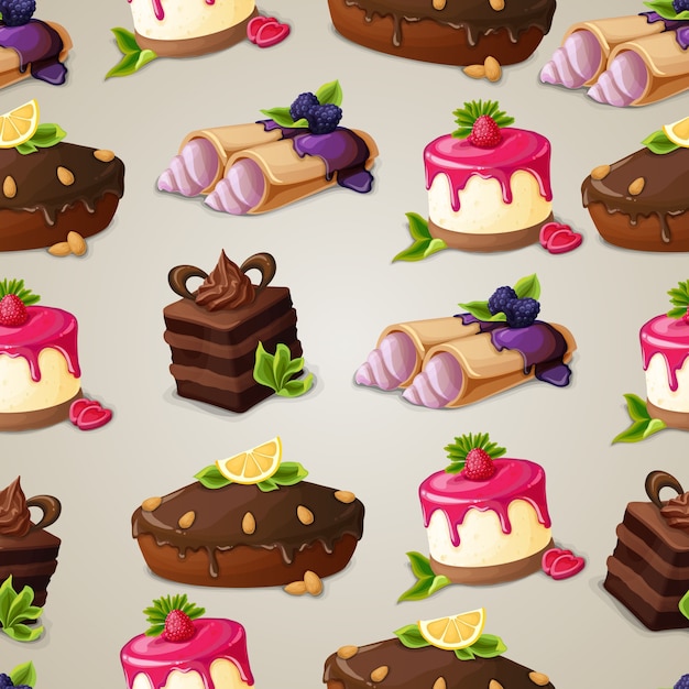 Premium Vector Sweets Dessert Seamless Pattern