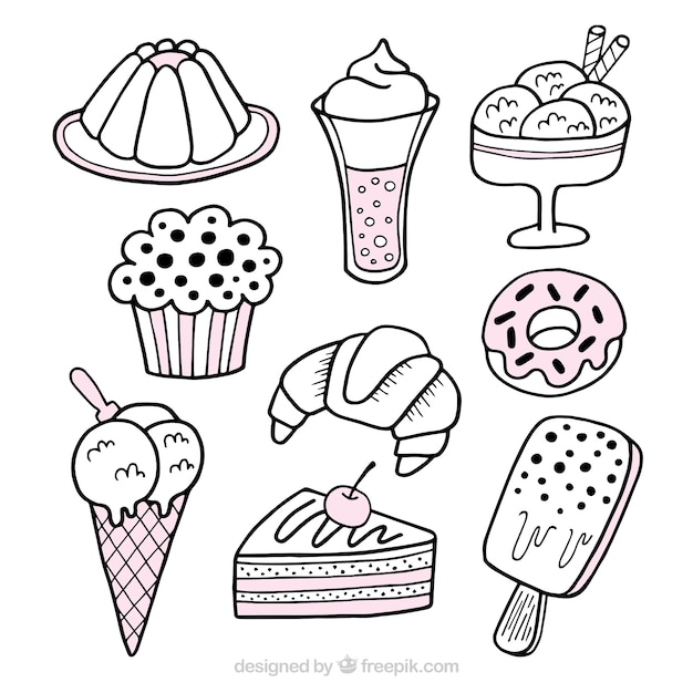 Free Vector | Sweets desserts collection in hand drawn style