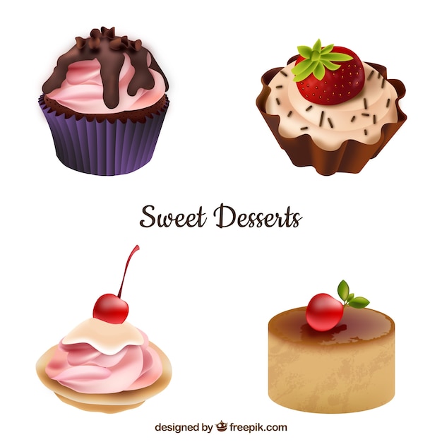 Sweets desserts collection in realistic\
style