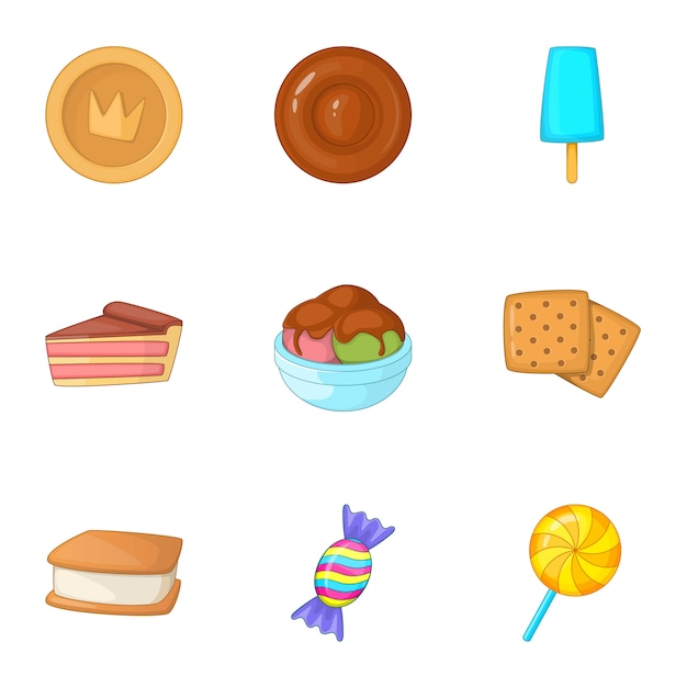 Premium Vector | Sweets icons set, cartoon style