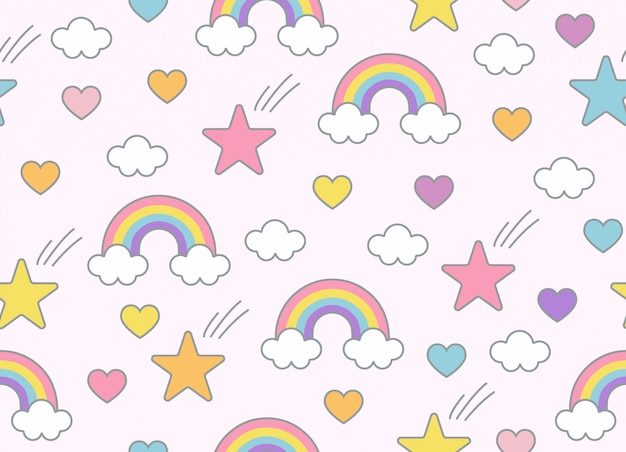 Sweets and other objects seamless pattern Premium Vector