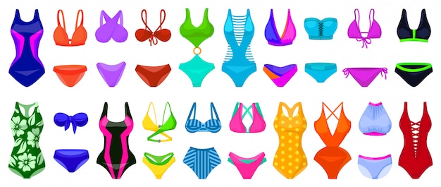 Premium Vector | Swimsuit cartoon set icon. illustration swimwear