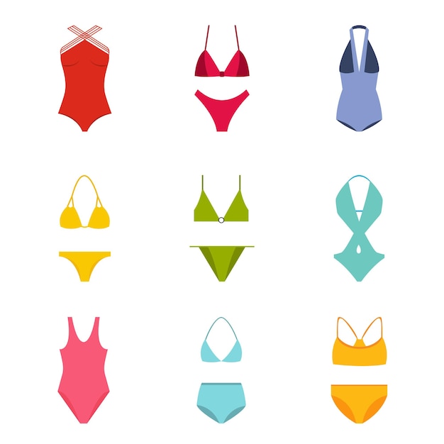 Premium Vector | Swimsuit simple icon set