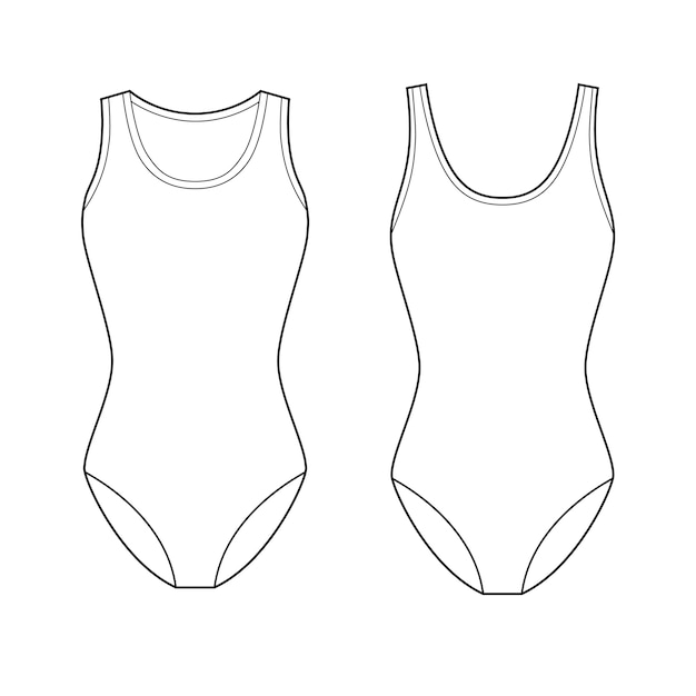 Swimwear fashion flat technical drawing vector template Premium Vector