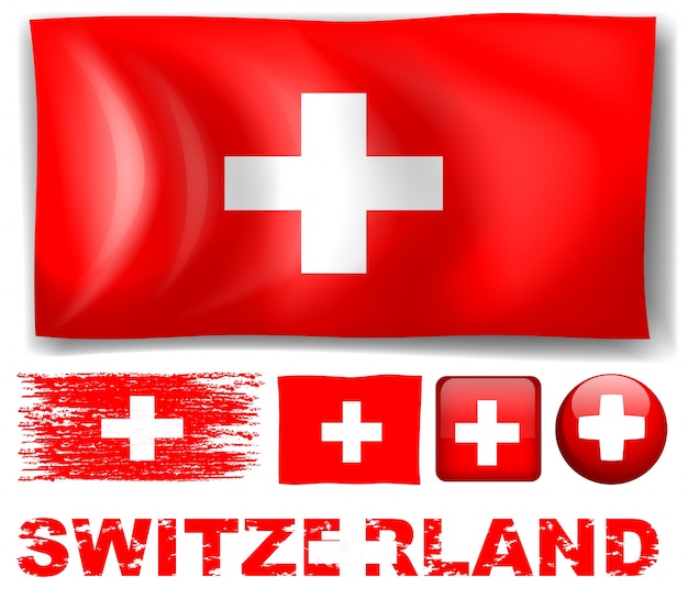異なるデザインのスイスの旗イラスト 無料のベクター