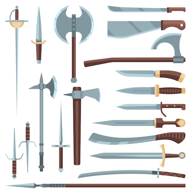 Premium Vector | Sword medieval ancient weapon of knight with sharp ...