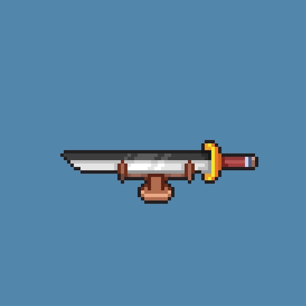 Premium Vector Sword In The Showcase With Pixel Art Style