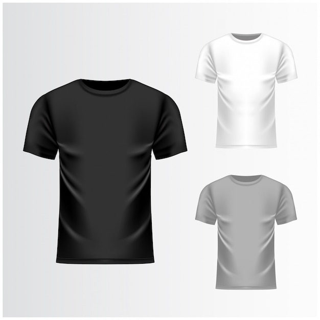 Premium Vector | T-shirt black, grey, white template, front view.