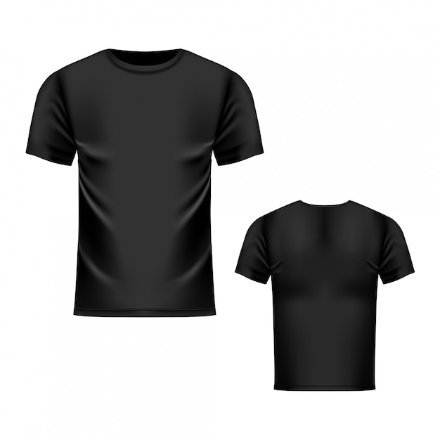 Premium Vector | T-shirt black template, front and back view. realistic