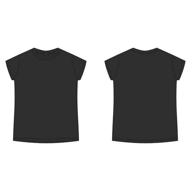 Download Premium Vector | T-shirt blank template in black color ...