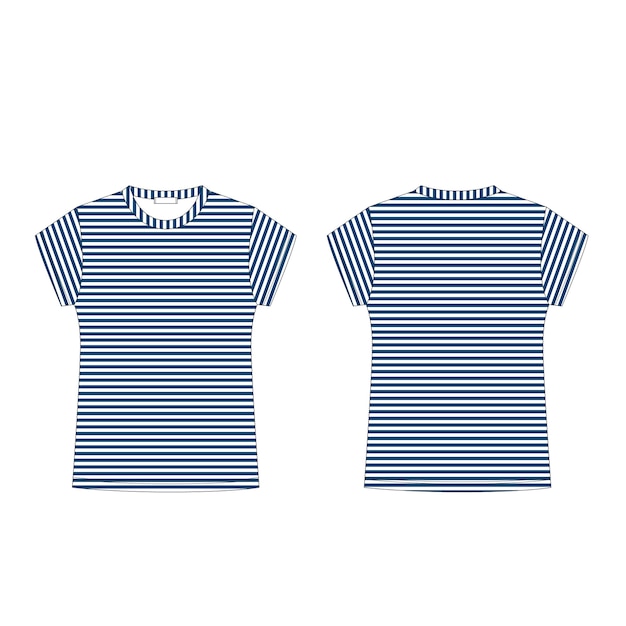 Download Premium Vector T Shirt Blank Template In Blue Stripe Fabric Isolated On White Background Front And Back Casual Style Technical Sketch Tee Shirt Kids Fashion