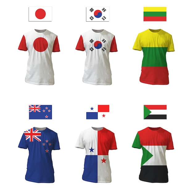 Download T-shirt collection flag design | Free Vector