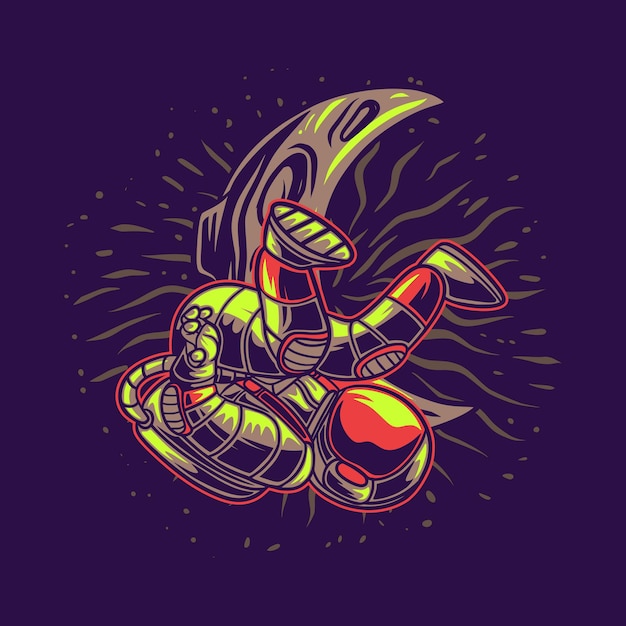 Premium Vector | T shirt design astronaut with a moon background break ...