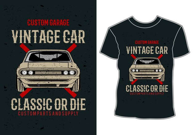 Premium Vector | T shirt design,car illustration,vintage classic car