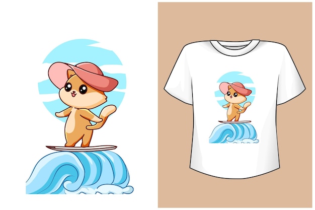Download Premium Vector | T shirt design mockup funny cat in beach