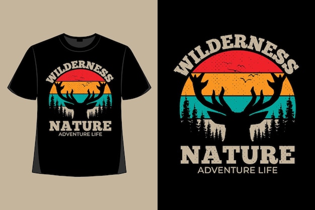 Premium Vector | T-shirt design of wilderness nature adventure deer ...