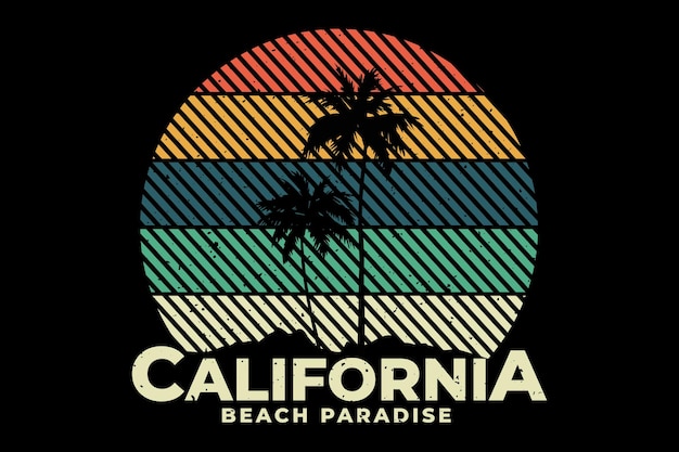 Premium Vector | T-shirt design with california beach paradise in retro ...