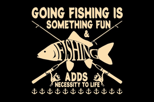 Premium Vector | T-shirt design with typography fishing rod vintage style